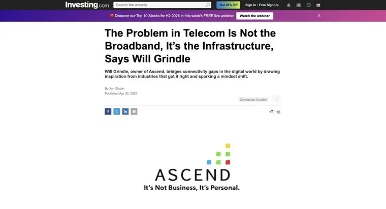 Investing.com article featuring Will Grindle, Ascend
